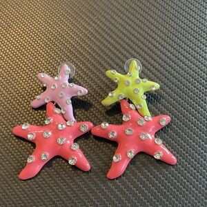 Colorful Starfish Earrings with Rhinestones